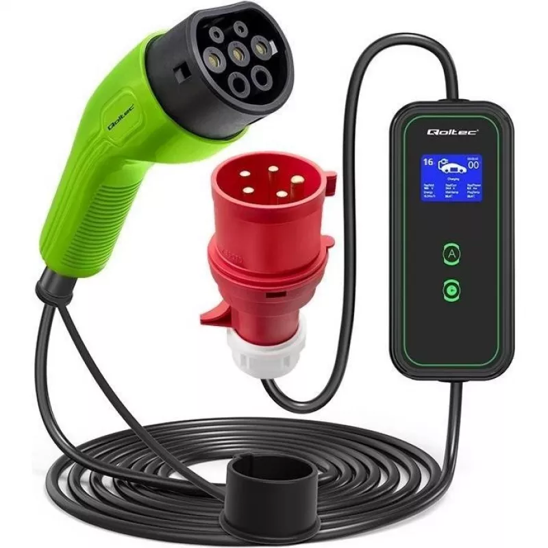 Caricabatterie per auto elettrica QOLTEC 52478 11 kW connettore Type-2 cavo 5 m