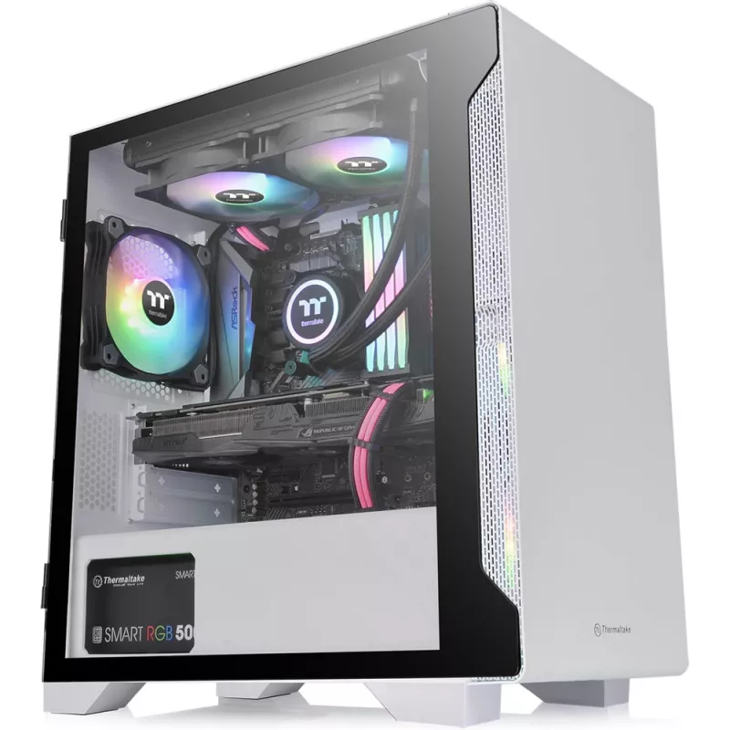 Case per PC Thermaltake S100 Tempered Glass Snow Edition Micro Tower bianco