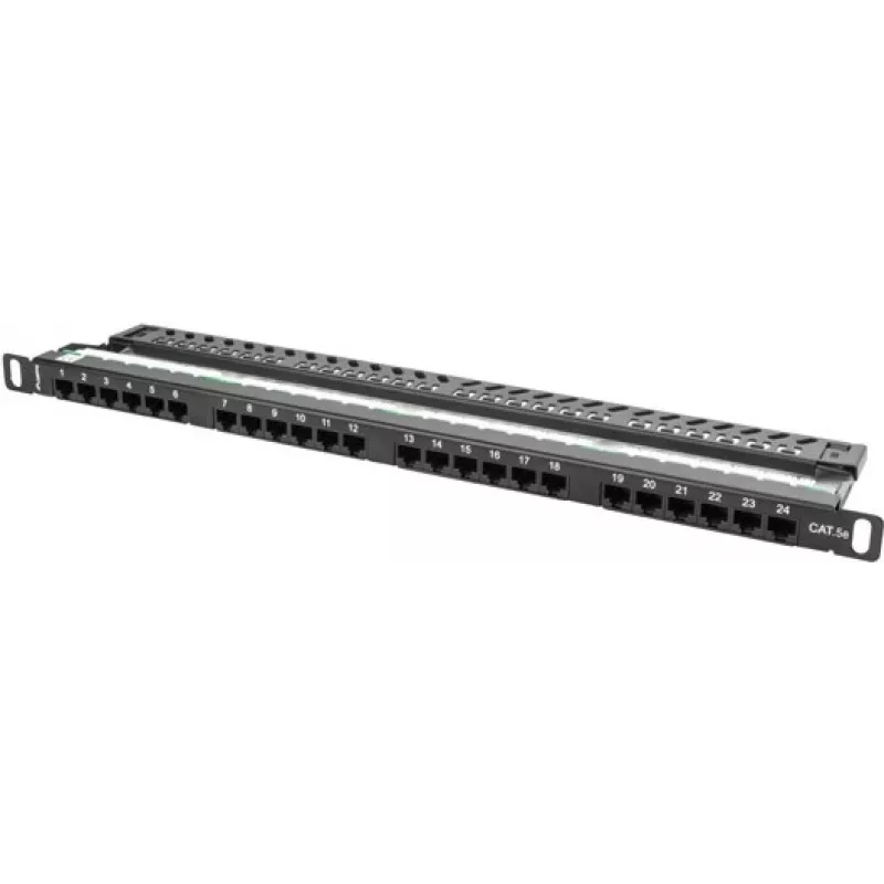 Lanberg PPU5-0024-B - RJ-45 - Cat5, Cat5e - nero - metallo - montaggio su rack - 0,5HE (PPU5-0024-B)