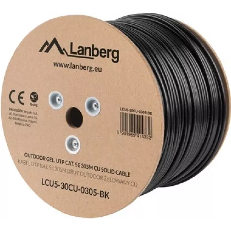 Cavo di rete Lanberg LCU5-30CU-0305-BK 305 m Cat5e U/UTP (UTP) nero (LCU5-30CU-0305-BK)