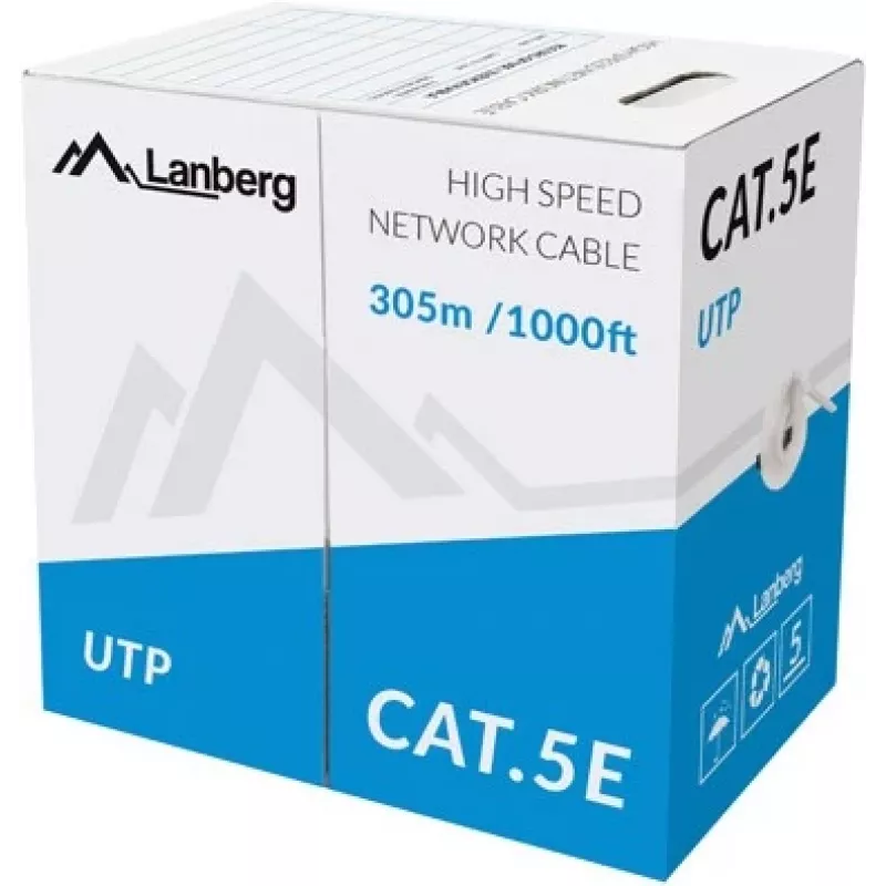 Cavo di rete LANBERG LCF5-11CC-0305-S Cat5e F/UTP, 24 AWG CCA, 305 m, grigio