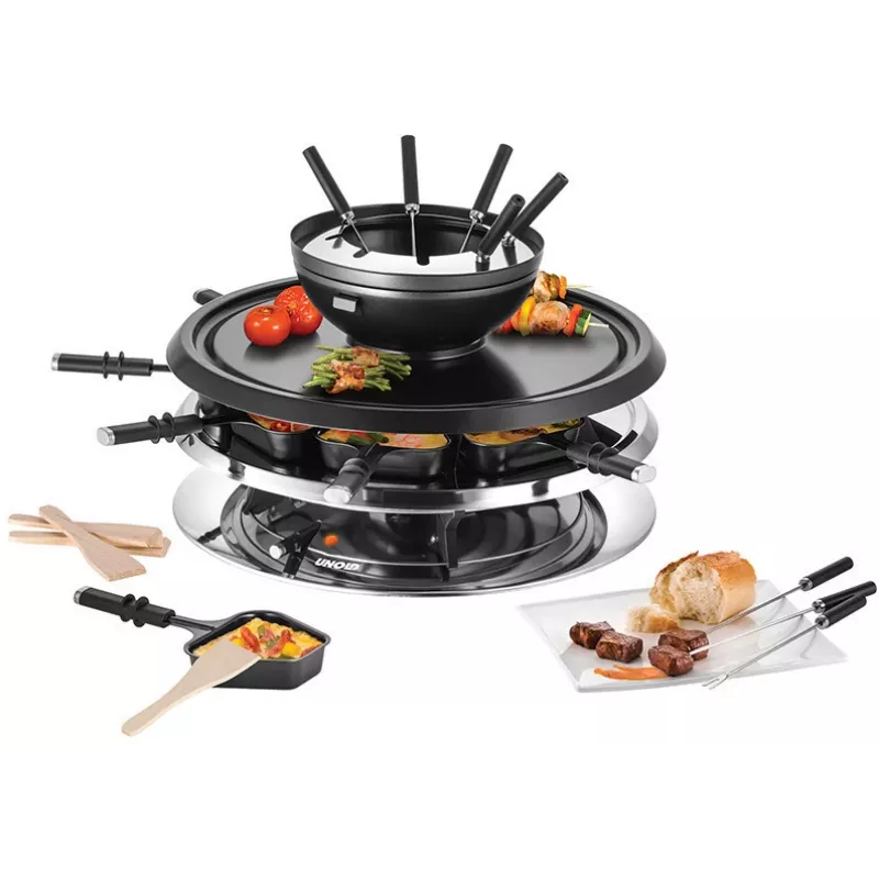 Unold 48726 Raclette-Grill per 8 persone 1300 W Nero, Acciaio inox