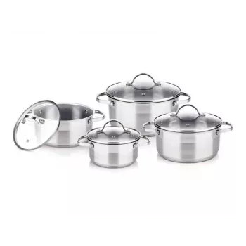 Set di pentole LAMART LTSSSET8 – set pentole in acciaio inox, 4 pezzi, pentole 1,5 L / 2,1 L / 2,9 L, coperchi in vetro