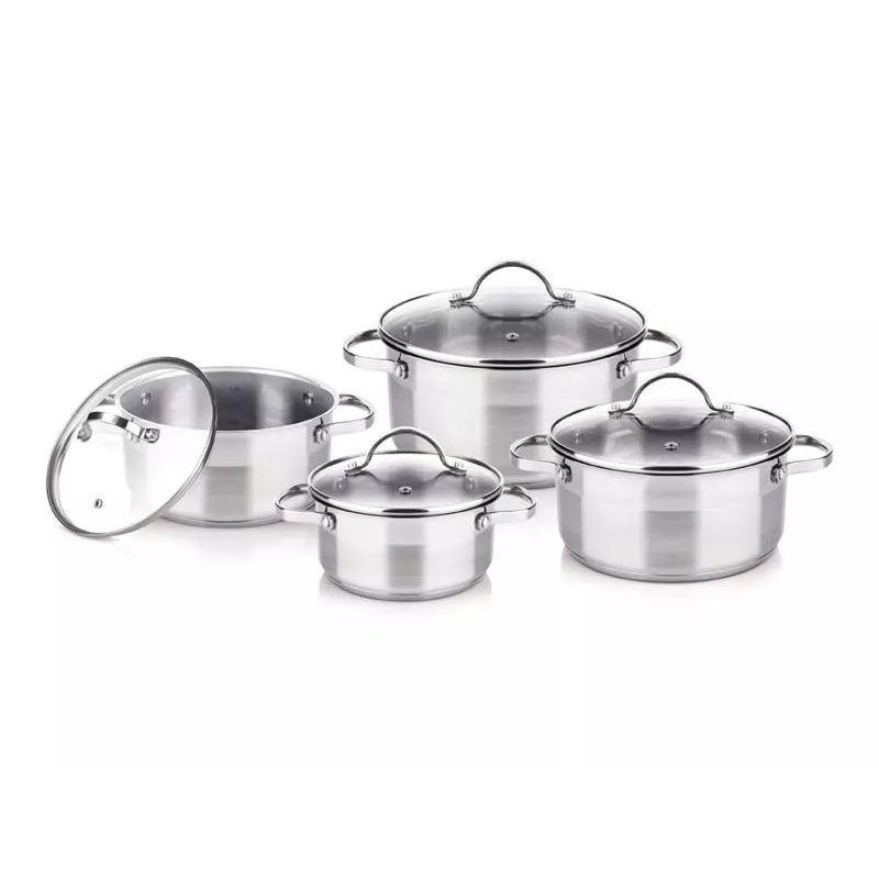 Set di pentole LAMART LTSSSET8 – set pentole in acciaio inox, 4 pezzi, pentole 1,5 L / 2,1 L / 2,9 L, coperchi in vetro