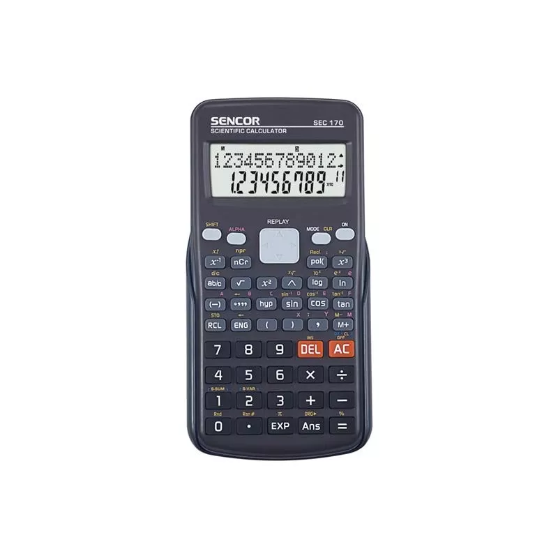 Calcolatrice scientifica SENCOR SEC 170 — 240 funzioni, display a 2 righe, a batteria, custodia protettiva
