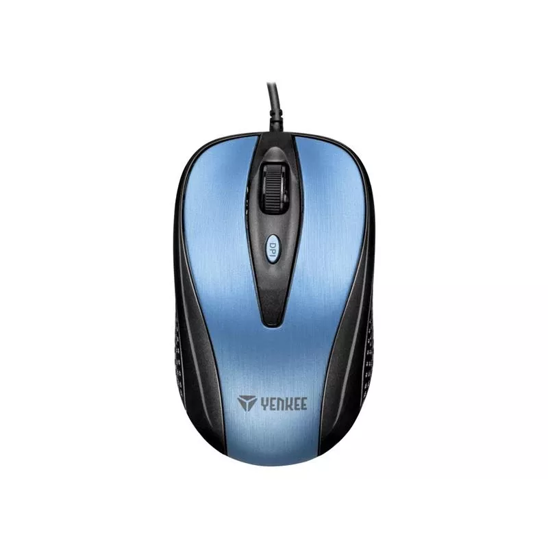 Mouse USB con cavo, 4 tasti, ottico, simmetrico, blu