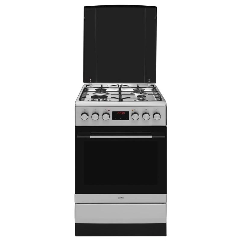 Amica 57GEH2.33HZpTaXx cucina a gas ed elettrica, 4 fuochi, forno da 62 l, aria calda, 50 cm, Inox