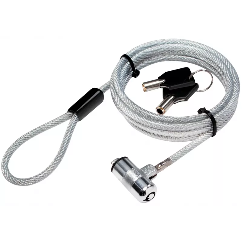 Cavo di sicurezza LogiLink NBS009 per notebook con chiave, 1,8 m, T-bar, 1,5 cm, 2 chiavi, slim, argento