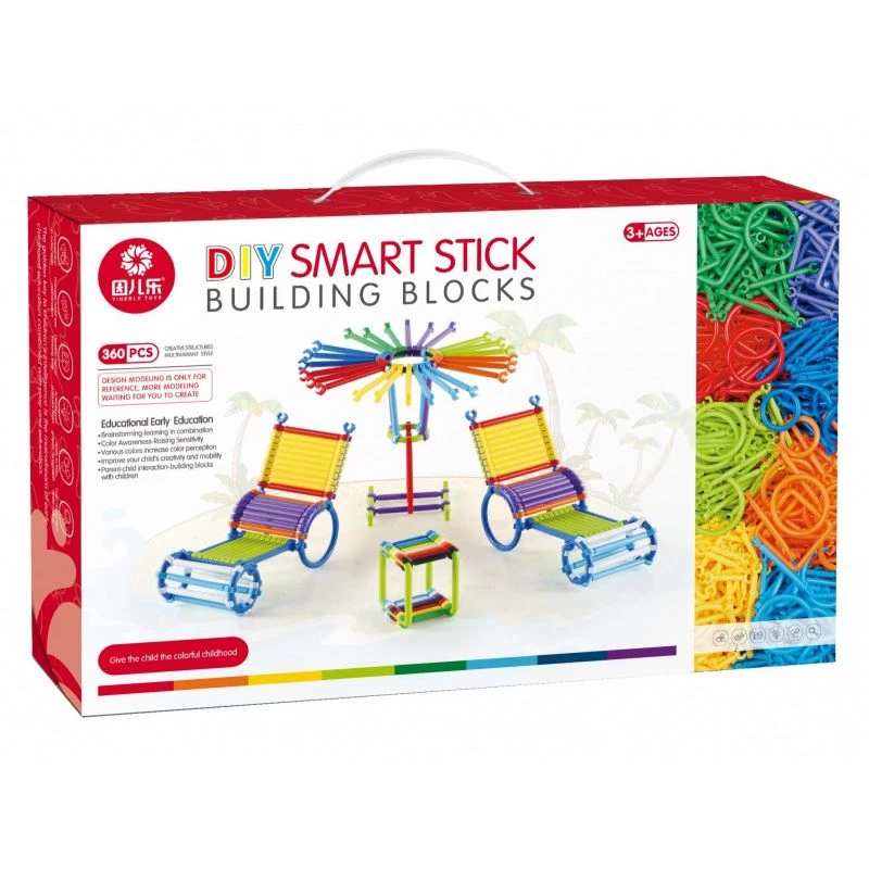 Set di costruzioni Ascato Blocks Sticks 360 elementi in scatola
