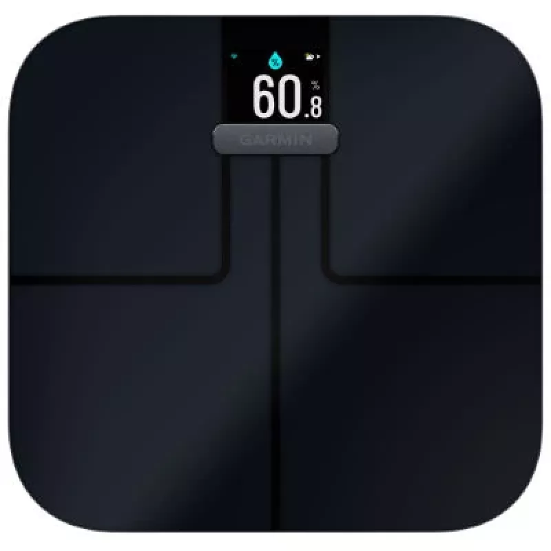 Bilancia pesapersone elettronica GARMIN Index S2 — nera, max. 181,4 kg, Wi-Fi/Bluetooth, composizione corporea