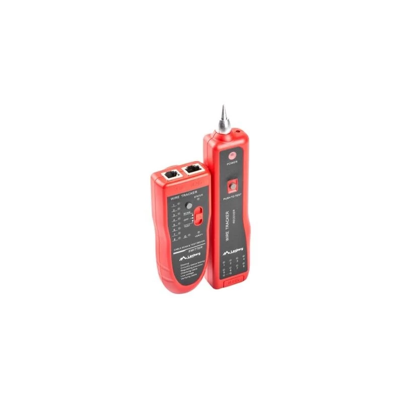 Tester per cavi di rete LANBERG NT-0501 — supporto RJ-11/RJ-12/RJ-45, lunghezza max 250 m, batteria integrata, indicatori LED, nero