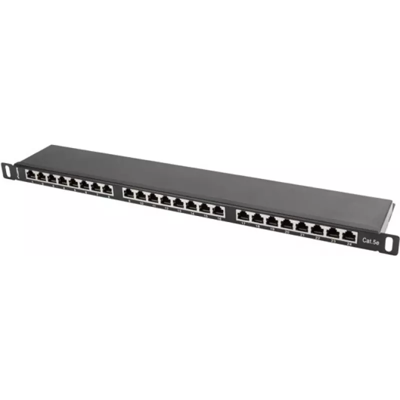 Patch panel LANBERG PPS5-0024-B 24 porte CAT5e, metallo, 0,5 U, 445×99×22,3 mm, nero
