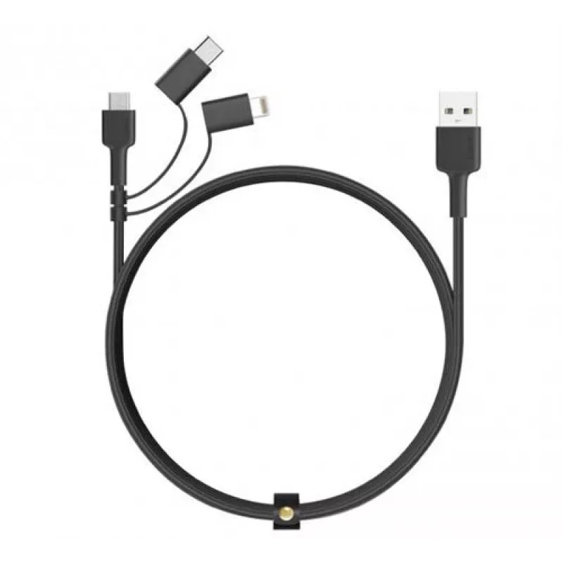 AUKEY CB-BAL5 cavo intrecciato 3 in 1, Micro USB / USB-C / Lightning, 1,2 m, nero