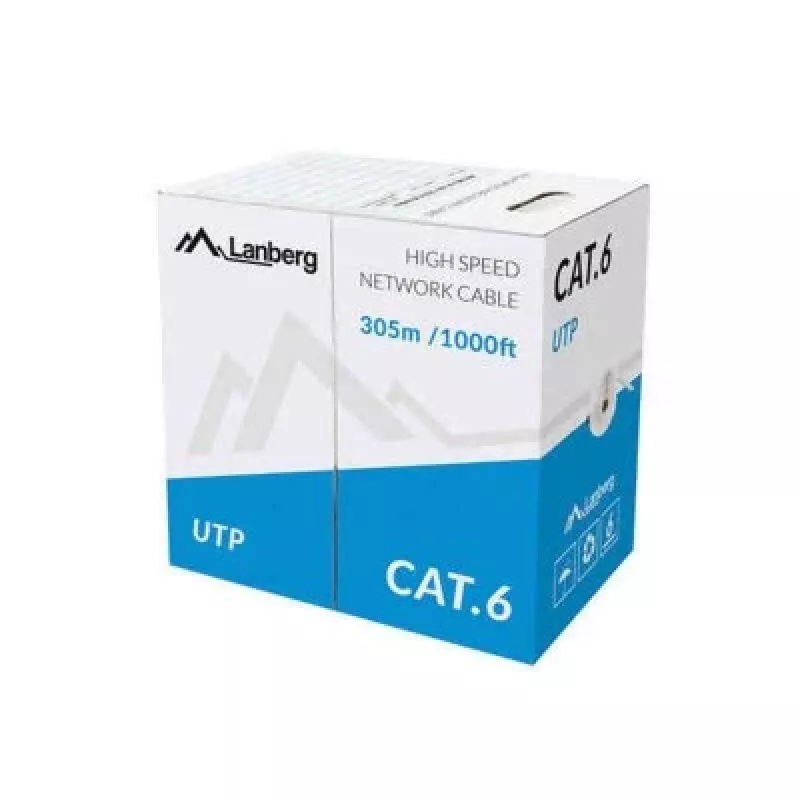 Lanberg LCU6-10CC-0305-S cavo di rete Cat6 U/UTP, 305 m, rigido, CCA, 1 Gb/s, grigio