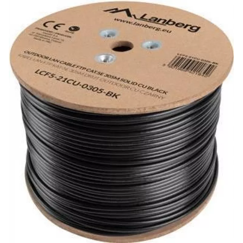 Lanberg LCF5-21CU-0305-BK cavo di installazione Cat5e F/UTP per esterni, rame massiccio, 305 m, nero