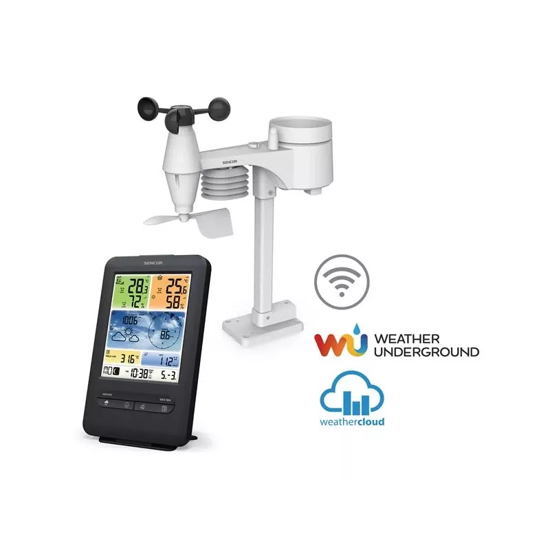 Sencor SWS 9898 Stazione meteorologica Wi-Fi professionale con sensore 5-in-1, nera
