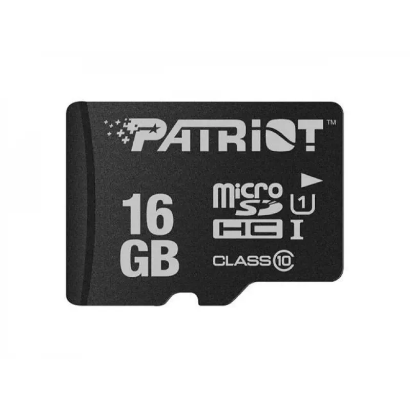 Scheda di memoria MicroSDHC PATRIOT PSF16GMDC10 — 16 GB, Class 10, UHS-I (U1), 80 MB/s, nero