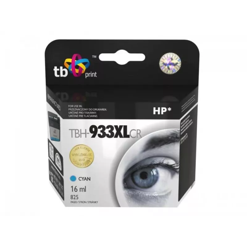 TB Print TBH-933XLCR cartuccia d'inchiostro rigenerata per HP 933XL (CN054AE), HP Officejet 6100 ePrinter, ciano, 16 ml, 825 pagine