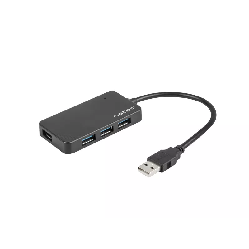Hub USB NATEC Moth 4 porte USB 3.2 Gen 1 Type-A (5000 Mbit/s), alimentato via USB, nero, cavo 0,15 m