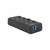Natec Mantis 2 NHU-1557 hub USB 3.0 a 4 porte, ingresso USB Type-B, interruttori on/off, alimentatore, nero