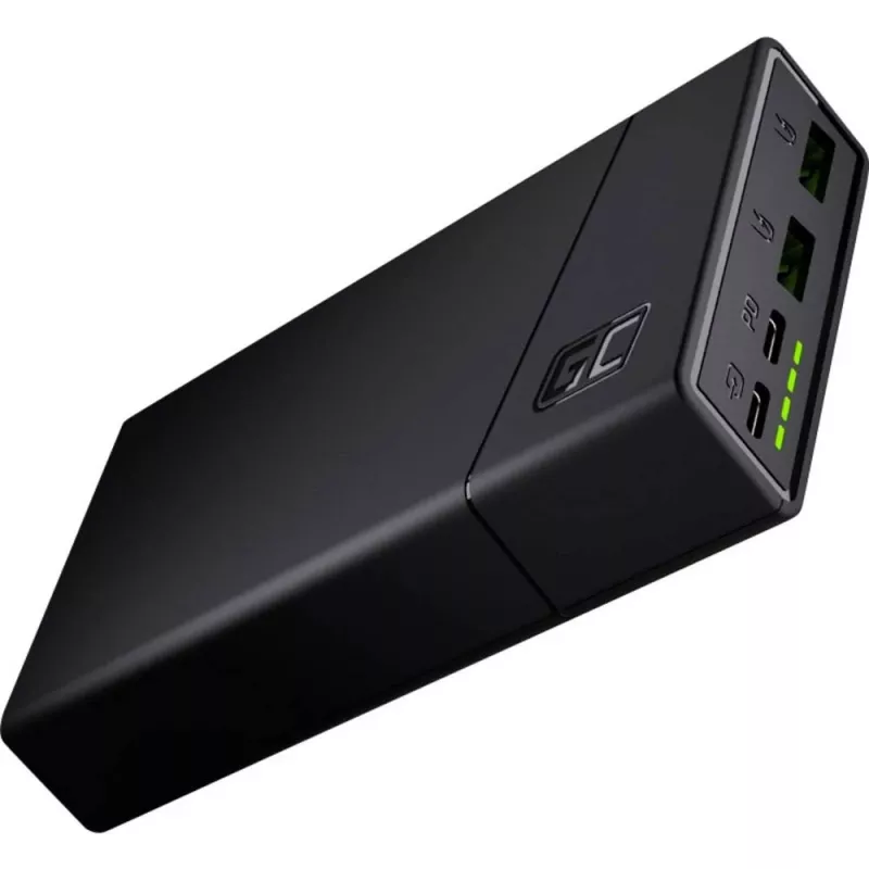 Powerbank Green Cell PBGC03 20000 mAh, LiPo, uscita 18 W, USB-C + 2× USB-A, Quick Charge 3.0, PD, nero