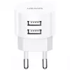 USAMS US-CC080 T20 caricabatterie da viaggio rotondo, 2x USB, 5 V 2,1 A, 10 W, bianco