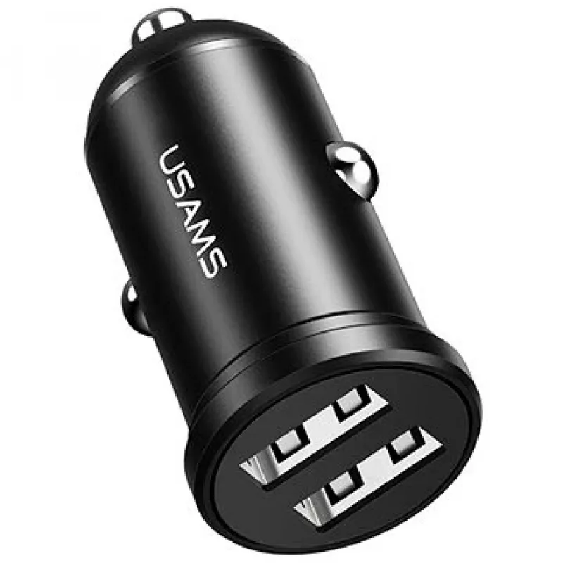 Caricabatterie da auto usams USA000867 — Dual USB 2×2,4A, nero