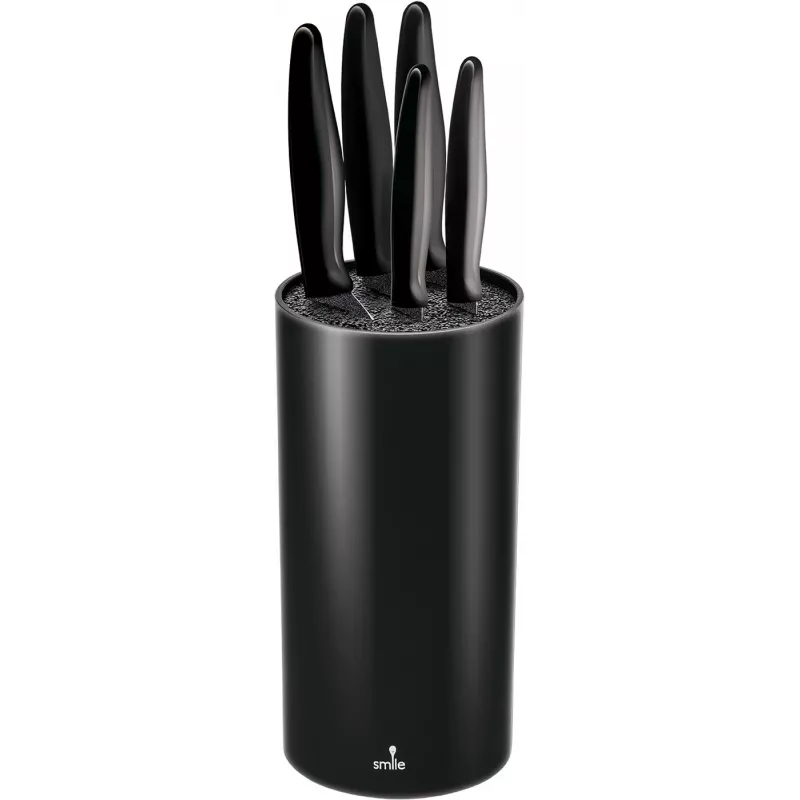 Set di coltelli da cucina Smile Sns-3 Tacoma 5 pezzi, acciaio inox, rivestimento antiaderente, rotondo, nero