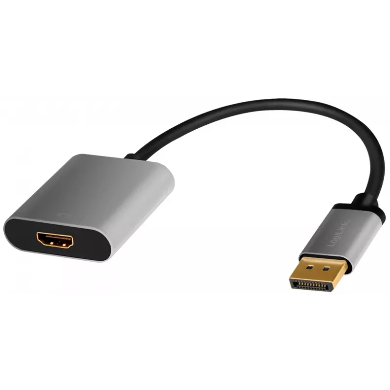 LogiLink CDA0108 Adattatore cavo video 0,15 m DisplayPort HDMI nero grigio