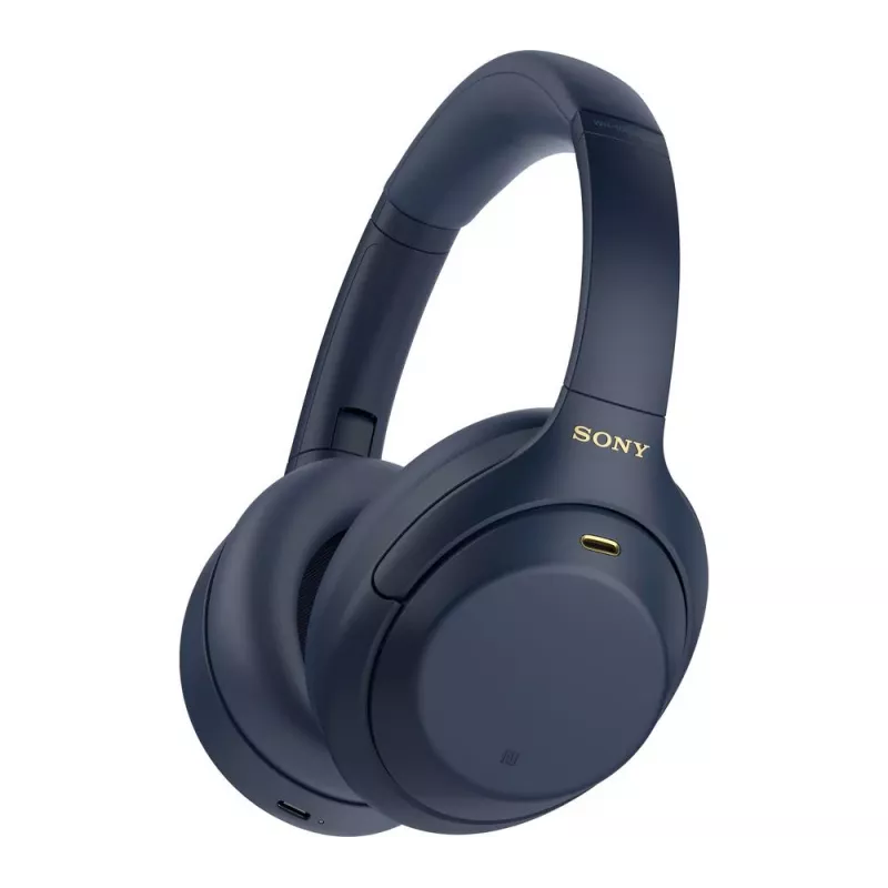 Cuffie Sony WH1000XM4L.CE7, circumaurali, con filo e senza fili (Bluetooth, USB-C), blu, archetto
