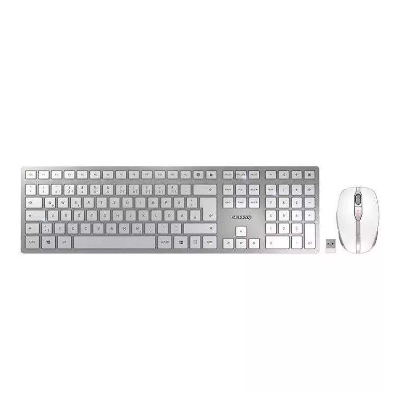 CHERRY DW 9100 SLIM tastiera mouse inclusi universale RF wireless + Bluetooth QWERTZ tedesco argento