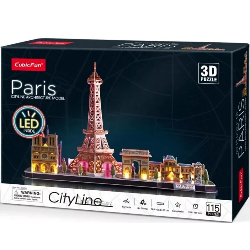 Puzzle 3D CubicFun City Line Paris LED 115 pz.