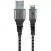 Goobay 49268 cavo in tessuto da Lightning a USB-A con connettori in metallo, MFi, 1 m, grigio siderale/argento