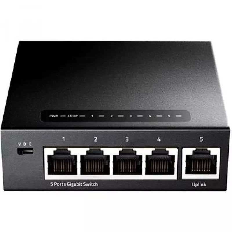 Switch di rete Cudy GS105 — 5 porte Gigabit Ethernet (10/100/1000), nero, alimentatore 5 V DC incluso