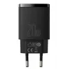 Caricabatterie rapido USB da interno Baseus CCXJ-B01 – 2 porte (USB-C PD 20W + USB-A QC3.0 18W), 100–240 V, nero