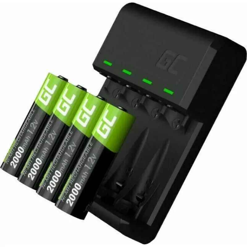 Caricabatterie Green Cell GC VitalCharger con 4 batterie ricaricabili AA 2000mAh NiMH