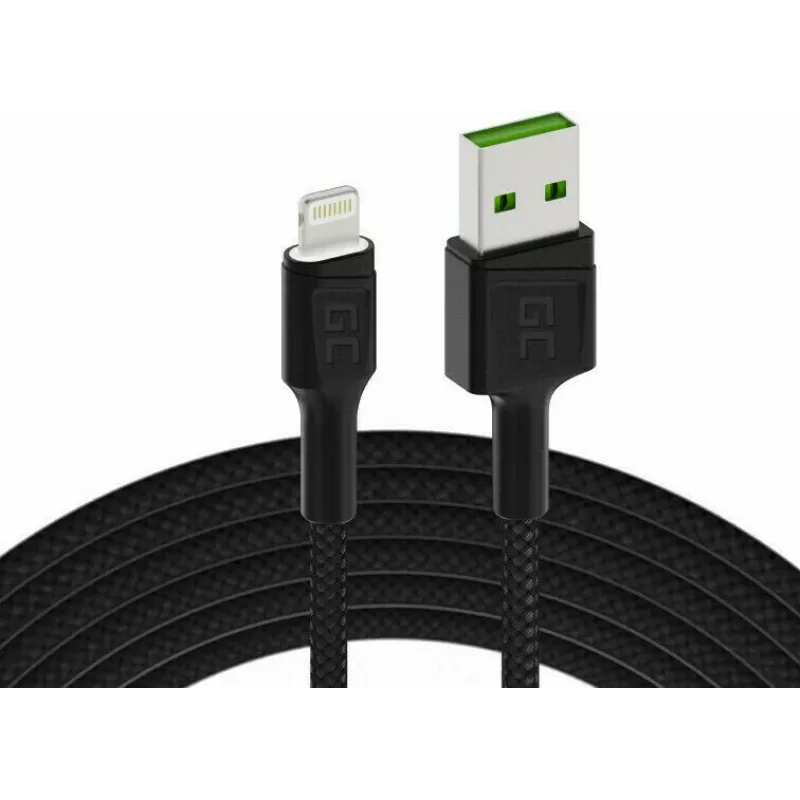 Cavo Lightning a USB-A Green Cell KABGC12, 2 m, Lightning – USB A, nero