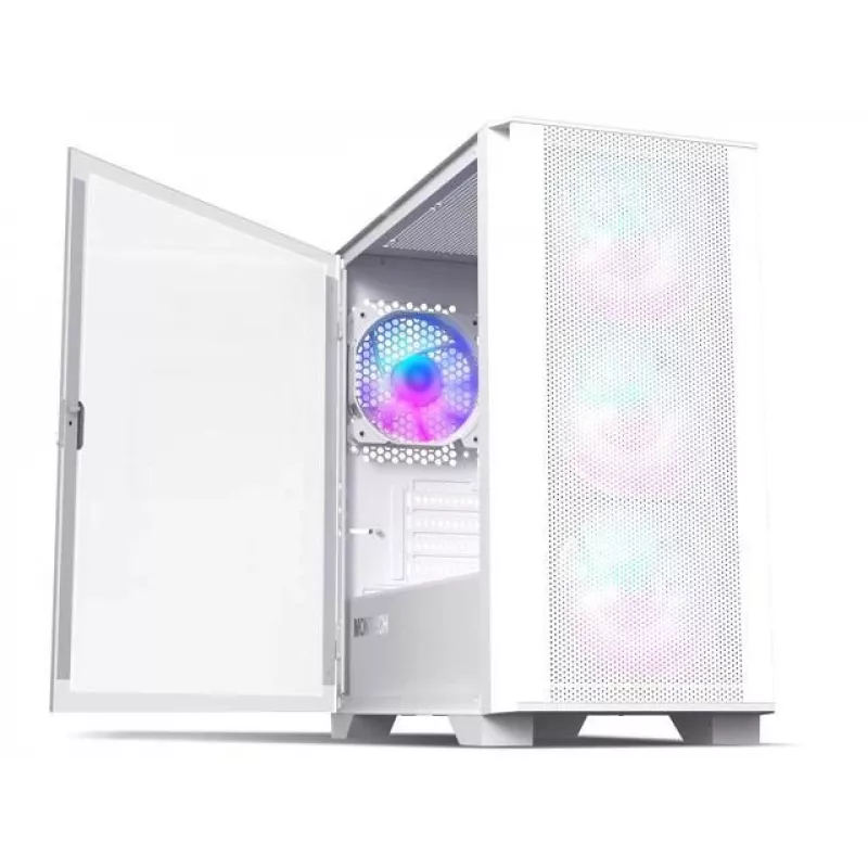 Montech AIR 100 ARGB tower MICRO-ATX con quattro ventole ARGB preinstallate, design ultra-minimalista, pannello frontale in mesh fine, elevato flusso d'aria, lato unico