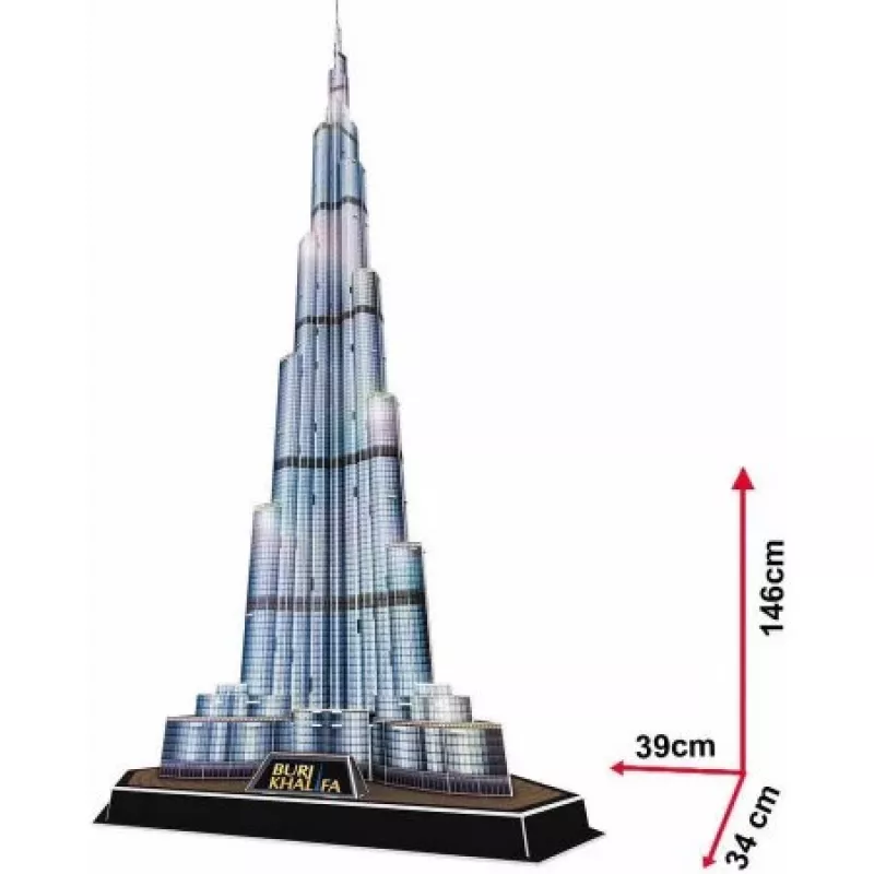 CubicFun L133H puzzle 3D Burj Khalifa (Light), 136 pezzi, illuminato a LED