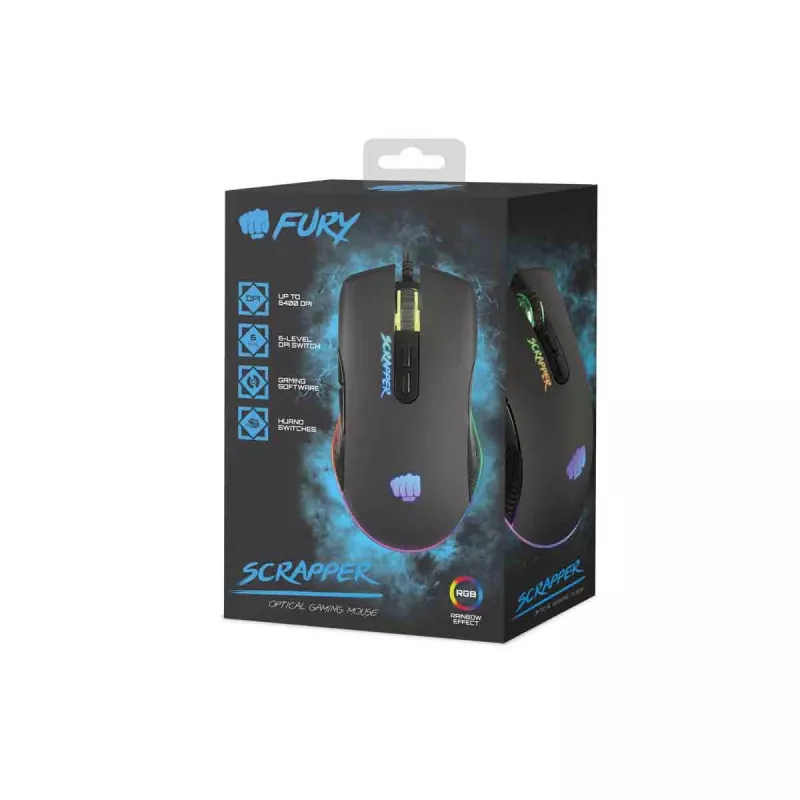 FURY Scrapper Mouse da gaming per ambidestri USB Type-A Ottico 6400 DPI