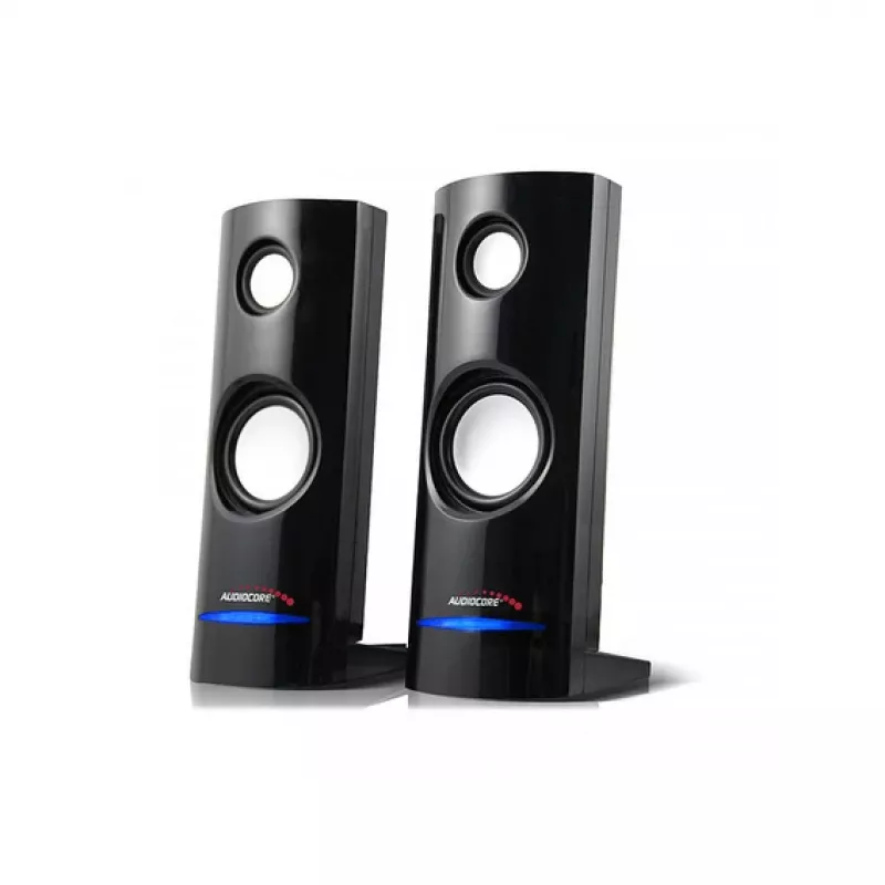 Diffusore PC a 2 vie con filo Audiocore AC860, 2.0 canali, 4 W RMS, alimentazione USB, ingresso 3,5 mm, nero