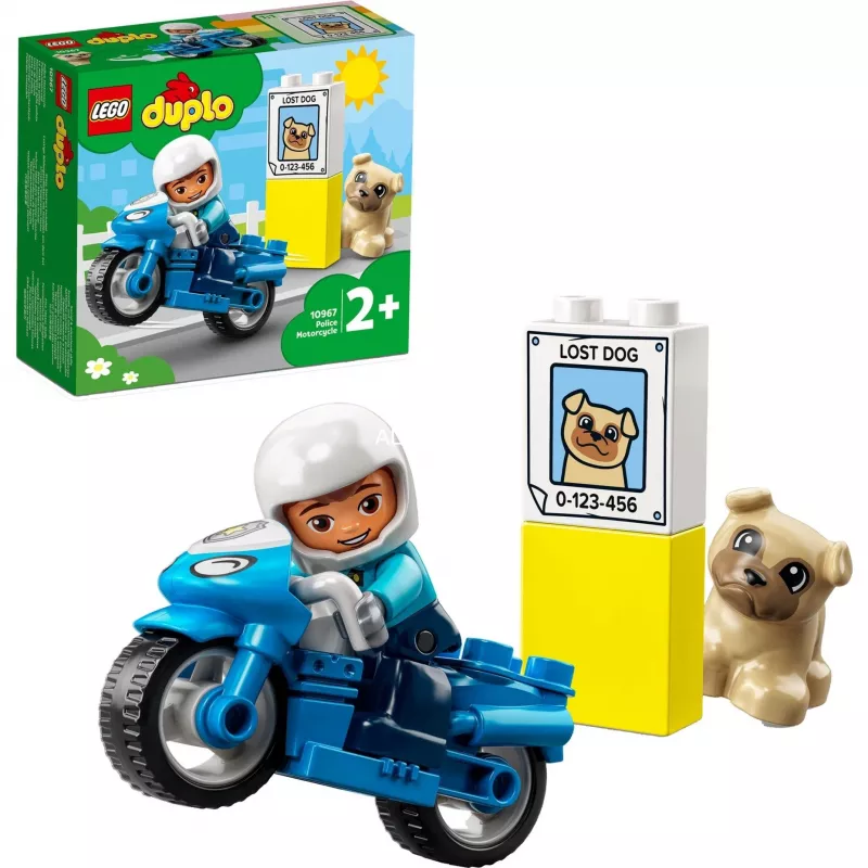 Set moto giocattolo LEGO Duplo Polizia 10967 con ruote mobili e figura di poliziotto