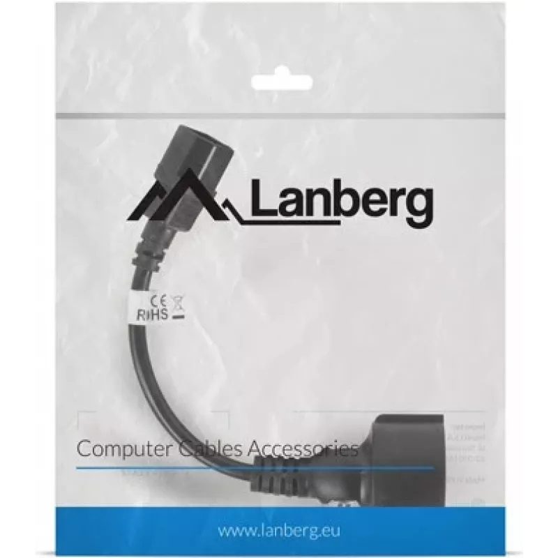 Cavo di alimentazione Lanberg CA-C14E-10CC-0018-BK nero 0,18 m connettore C14 (CA-C14E-10CC-0018-BK)