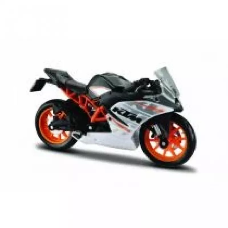 Modellino moto in pressofusione KTM RC390 1:18 con supporto espositivo