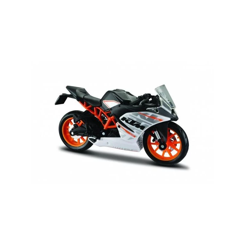 Modellino moto in pressofusione KTM RC390 1:18 con supporto espositivo