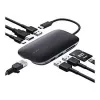 AUKEY CB-C71 hub USB-C 8 in 1, 3x USB-A 3.0, HDMI 4K@30Hz, Gigabit RJ45, SD/microSD, USB-C PD 100 W, cavo 0,15 m, alluminio, nero