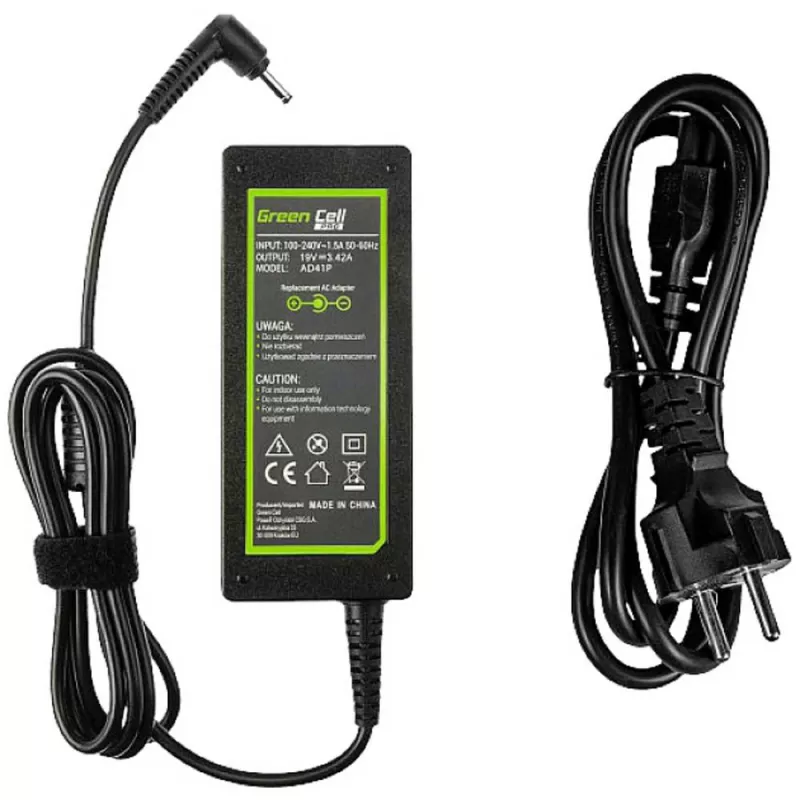 Alimentatore Green Cell AD41P 65W per laptop ASUS, 19V 3,42A, interno, nero