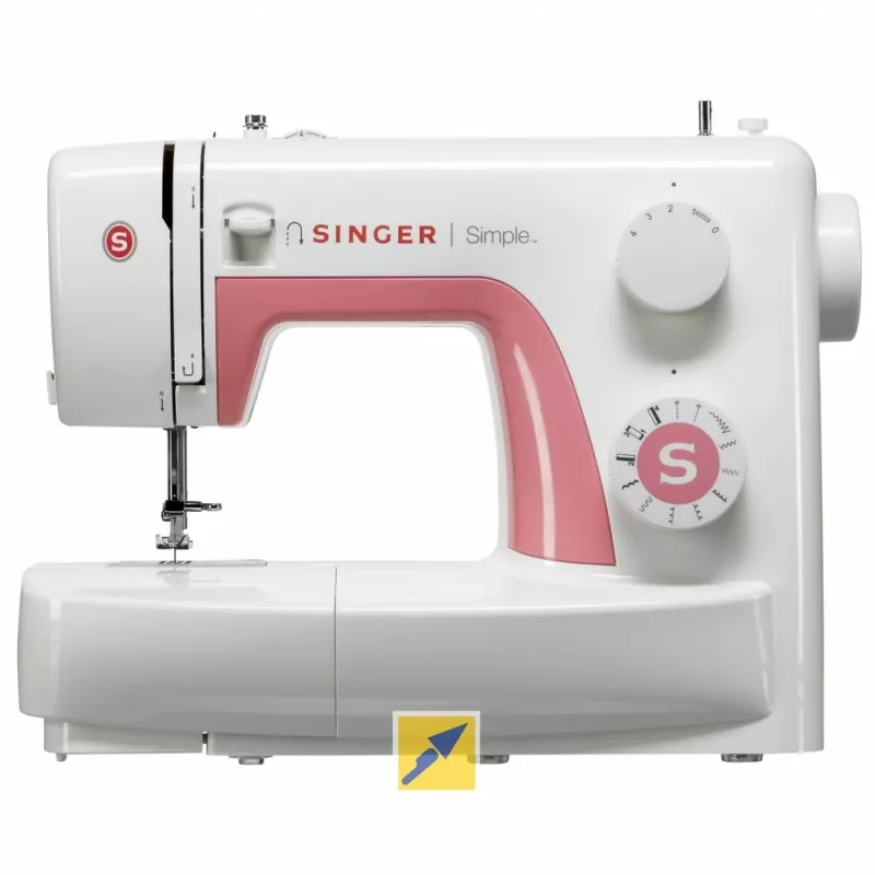 Singer Simple 3210 macchina da cucire automatica, elettromeccanica, 10 punti, asola in 4 passaggi, braccio libero, 85 W, bianca/rosa