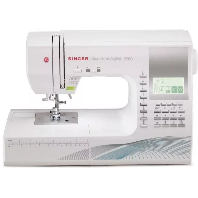 Macchina per cucire SINGER Quantum Stylist 9960 — 600 punti, 13 programmi automatici per asole, sistema a braccio libero