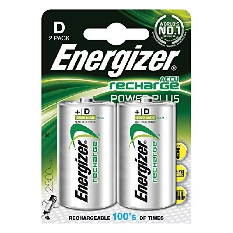 Batteria ricaricabile NiMH Energizer formato D 2500mAh - confezione da 2